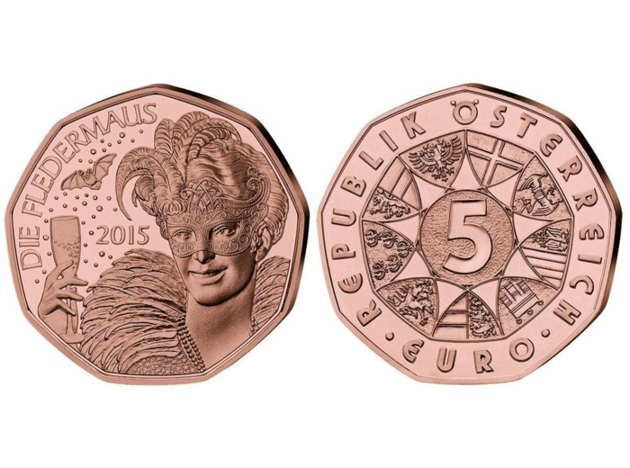 AUTRICHE 5 EURO CHAUVE SOURIS 2015