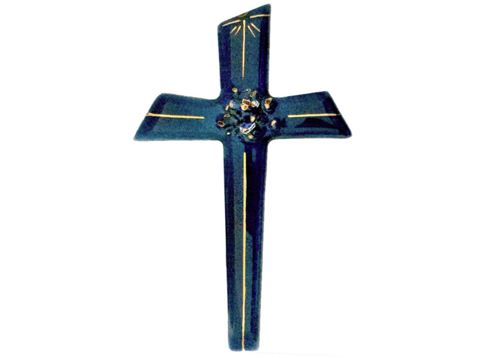 Croix de St Antoine bleu 12,4X7,6cm - EMAUX DU LIBAN