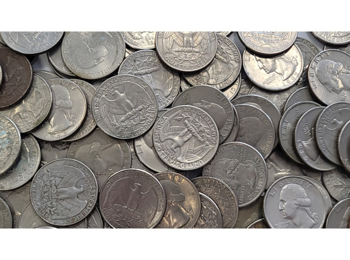 Lot 100 pièces quarter U.S.A. 1965-2000 + 4 quarter argent