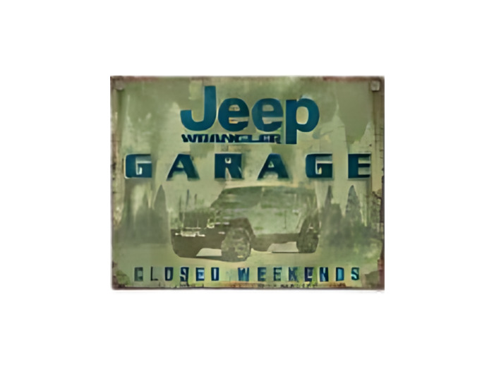 Plaque métal Jeep Wrangler, Garage Closed Weekends - 31 x 41 cm - A042
