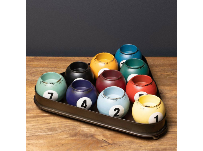 Set 10 Lumignons Snooker base triangle Métal 8x31x29cm