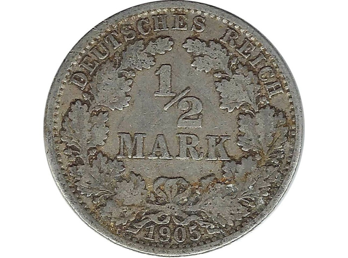 ALLEMAGNE 1/2 MARK 1905 J TB+
