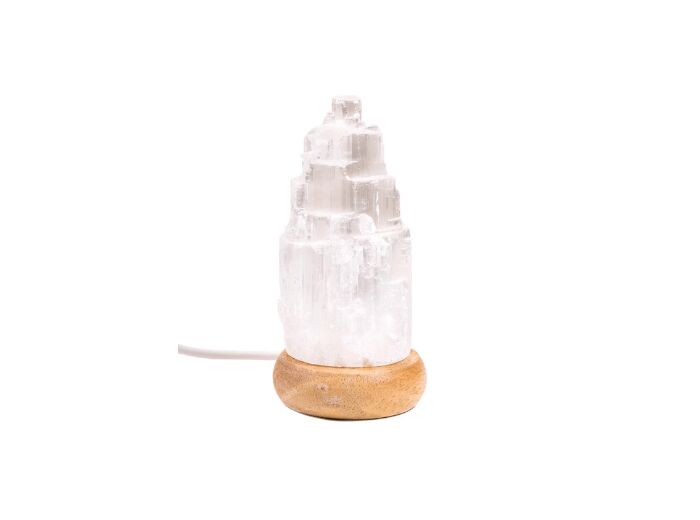 Mini Lampe en sélénite blanche  avec USB et LED
