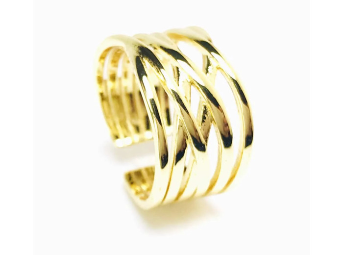 Bague Ajustable Entrelacés Argent Doré