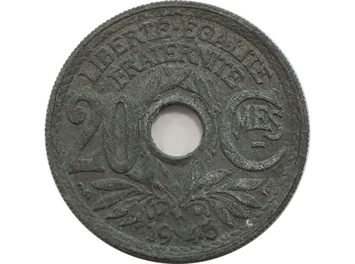 FRANCE 20 CENTIMES LINDAUER 1945 TTB