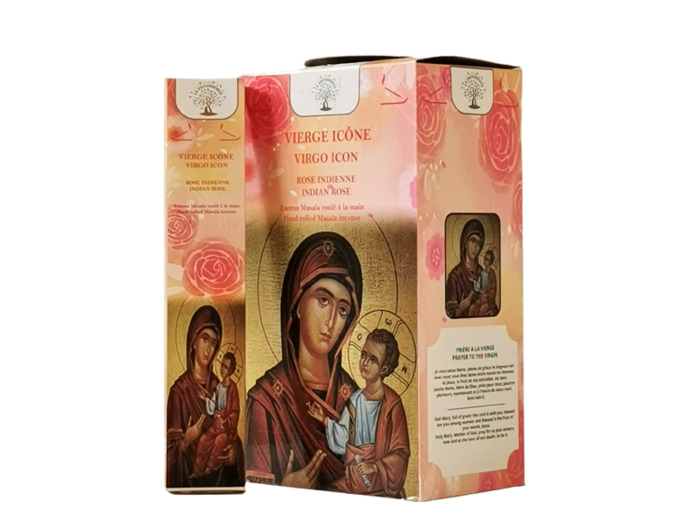 12 étuis de 12 bâtons d'Encens - Vierge Icône - Rose Indienne
