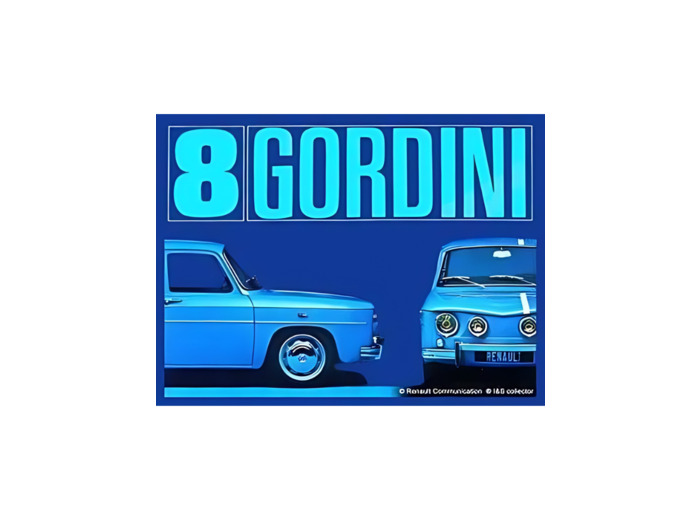 Plaque métal Renault, R8 Gordini bleue - 30 x 40 cm - 15052RA
