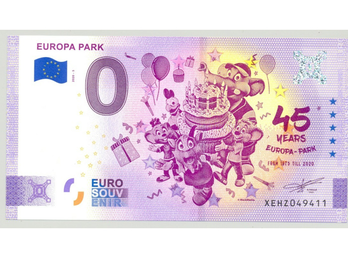 ALLEMAGNE 2020-5 EUROPA PARK 45 YEARS (ANNIVERSAIRE) BILLET SOUVENIR 0 EURO
