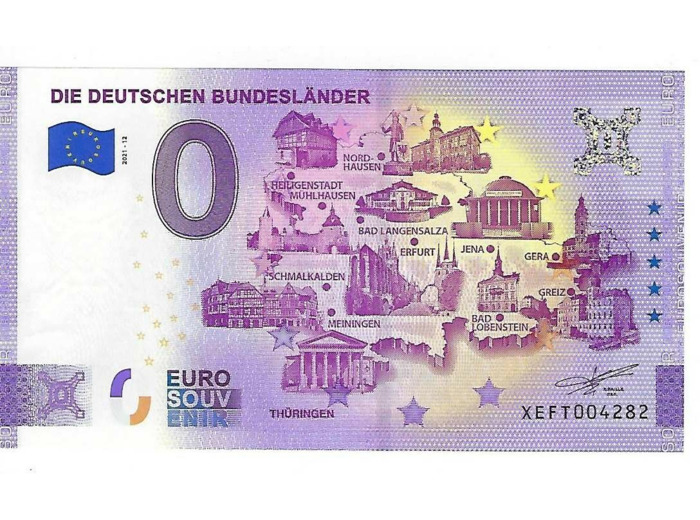 ALLEMAGNE 2021-12 DIE DEUTSCHEN BUNDESLANDER BILLET SOUVENIR 0 EURO