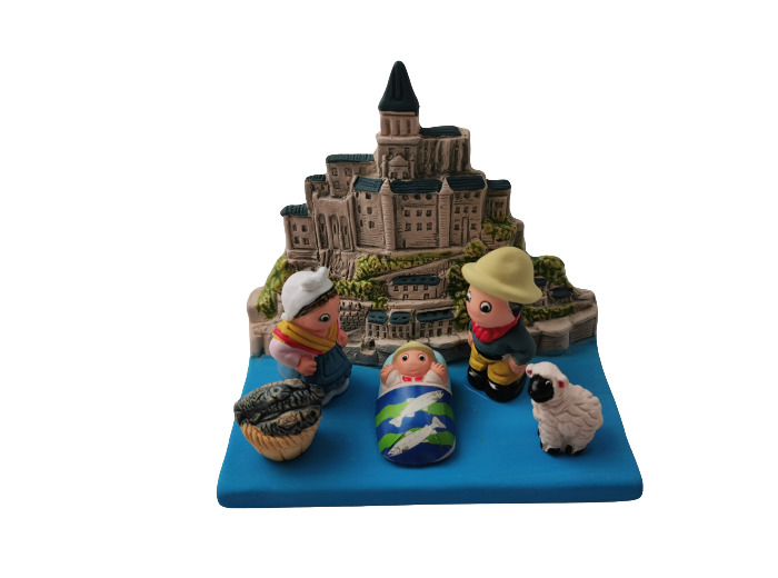 CRECHE en céramique BLOC 8x7cm- MONT SAINT MICHEL