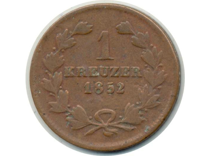 ALLEMAGNE BADEN 1 KREUZER 1852 TB (W218.2)