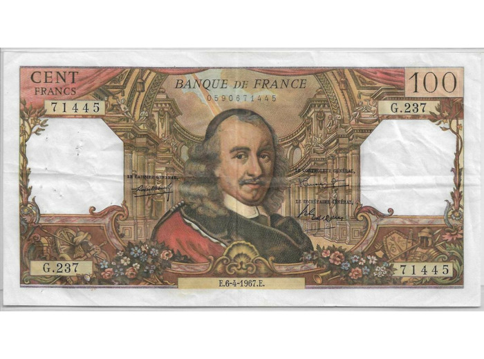 FRANCE 100 FRANCS CORNEILLE 6-4-1967 G.237 TTB+