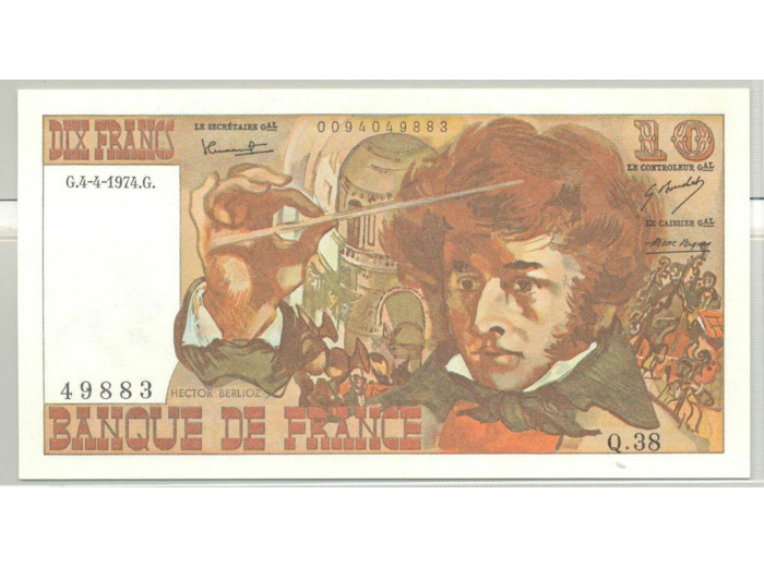 FRANCE 10 FRANCS BERLIOZ SERIE Q.38 4-4-1974 SPL