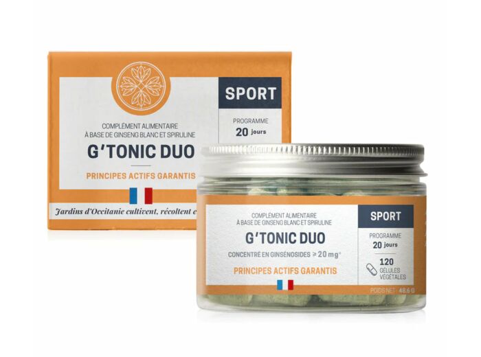 G'Tonic Duo-Ginseng et Spiruline-120 gélules-Jardins d'Occitanie