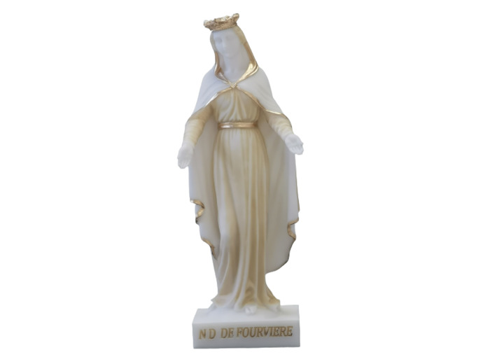 ND de Fourvière - Statue en albâtre 25cm -Beige et Or