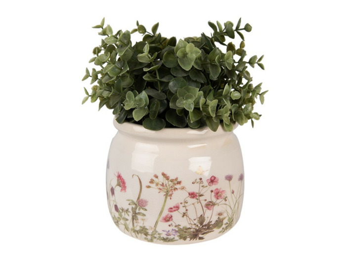Pot de fleurs rond céramique rose beige 16x16x13cm
