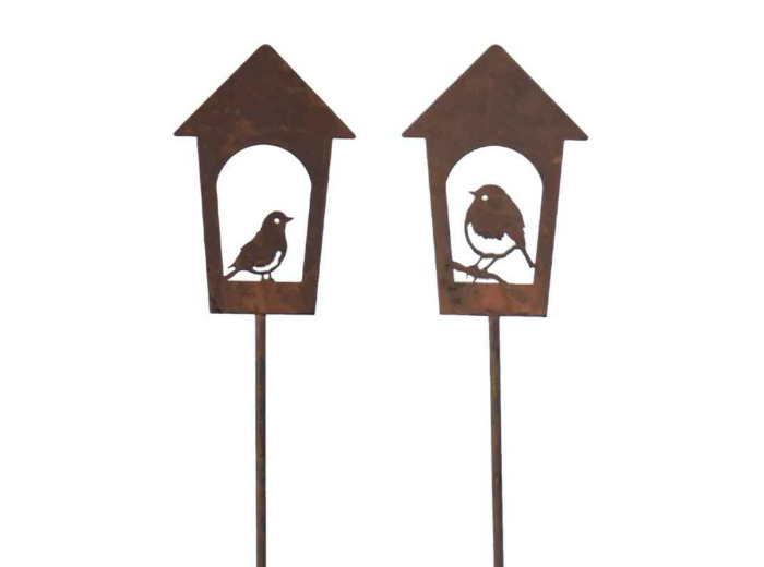 Ensemble 2 tuteurs oiseaux fer 13x117cm