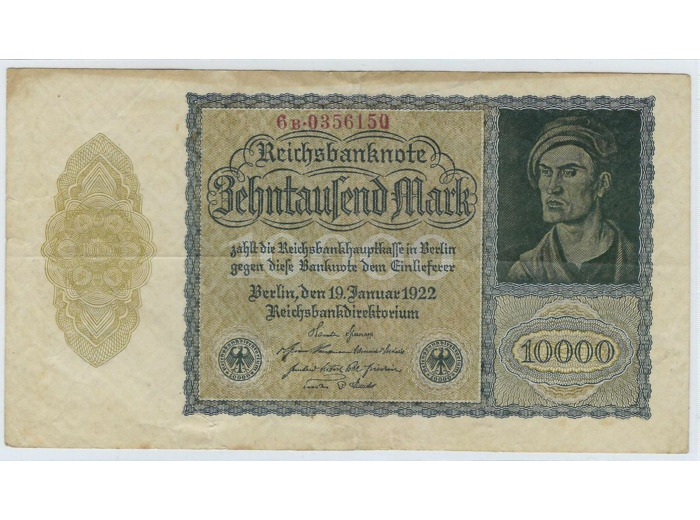 ALLEMAGNE 10000 MARK 19 JANVIER 1922 SERIE 6B TTB