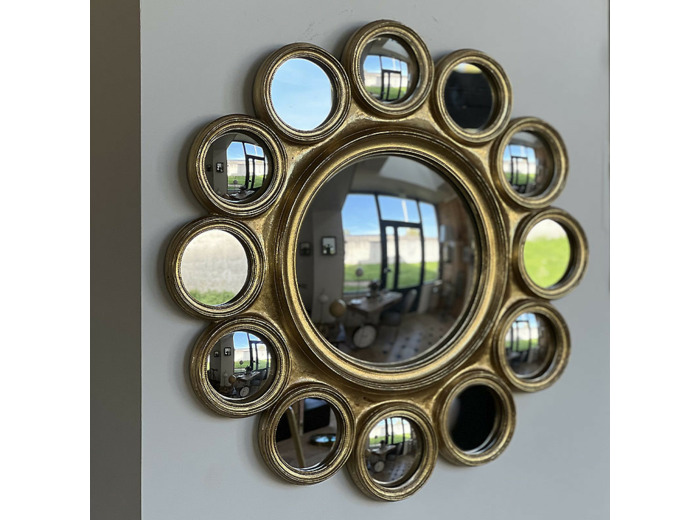 Miroir mural convexe doré 3x45x45cm