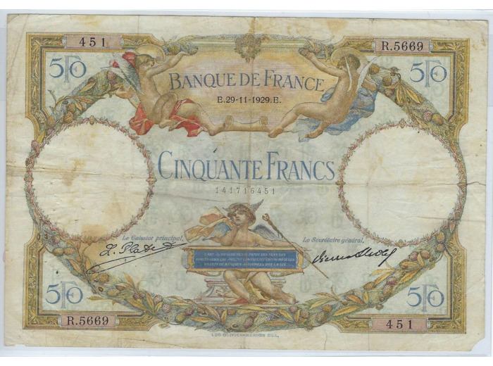 FRANCE 50 FRANCS L.O. MERSON SERIE R.5669 29-11-1929 TB