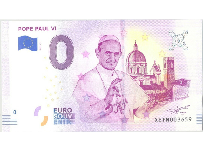 ALLEMAGNE 2019-1 POPE PAUL VI BILLET SOUVENIR 0 EURO TOURISTIQUE  NEUF
