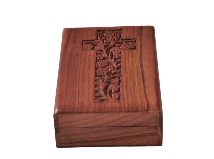 Boîte en Bois pour Chapelets ou petit Missel 18x12.5xHt 5cm