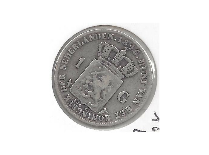 PAYS-BAS HOLLANDE 1 GULDEN 1846 LYS TB