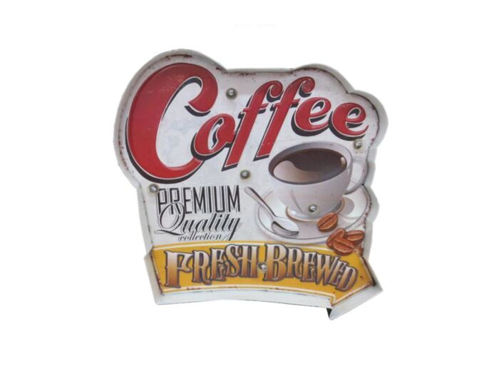 Plaque métal type Enseigne Lumineuse Coffee Fresh BREVED