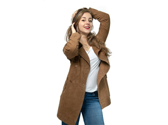 Trench cuir femme camel 57318