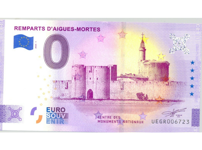 30 AIGUES-MORTES 2020-1 REMPARTS BILLET SOUVENIR 0 EURO TOURISTIQUE NEUF