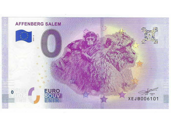 ALLEMAGNE 2019-4  AFFENBERG SALEM SINGES BILLET SOUVENIR 0 EURO TOURISTIQUE