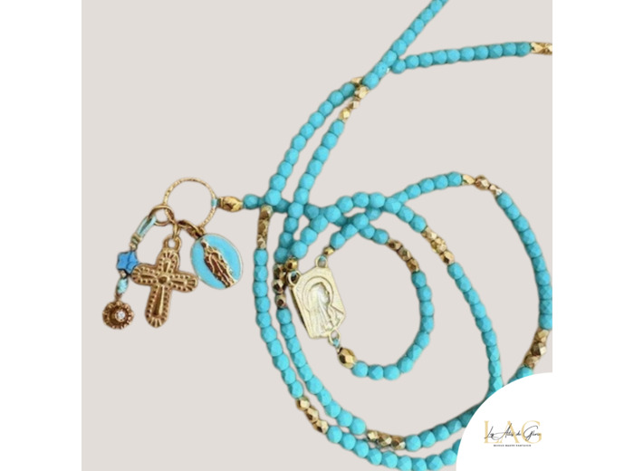 COLLIER CHAPELET BOHO TURQUOISE