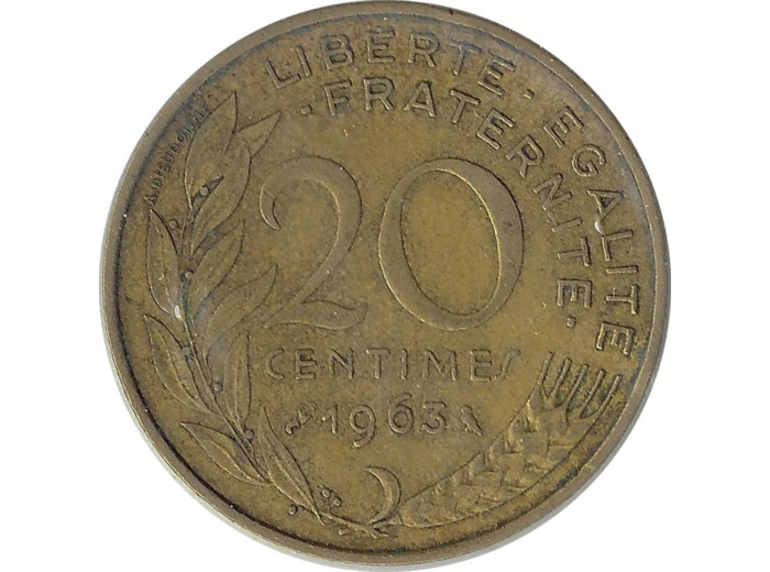 FRANCE 20 CENTIMES LAGRIFFOUL 1963 TB+