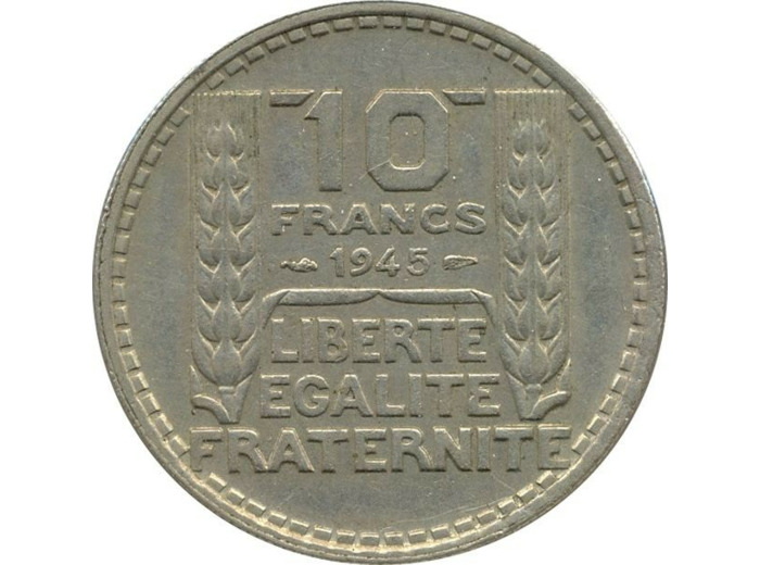 FRANCE 10 FRANCS TURIN 1945 RAMEAUX LONG TTB+