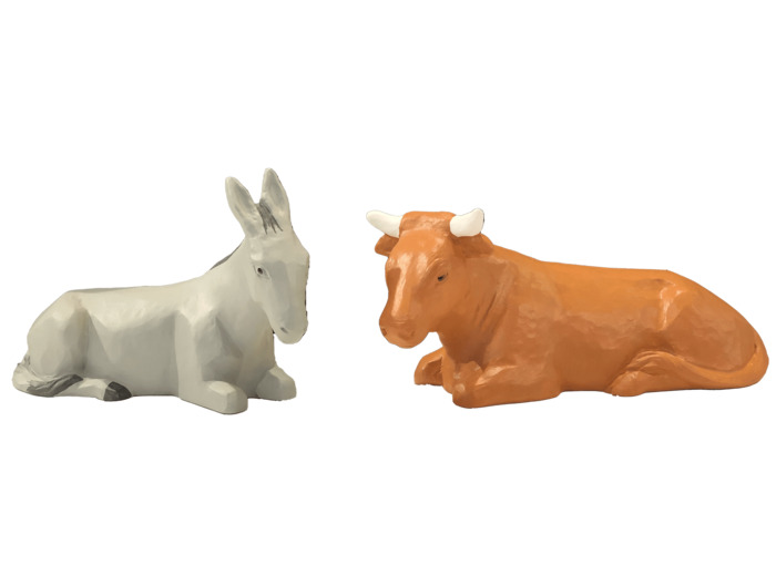 Ane et Boeuf pour Crèche 20cm polychrome- Pierreline