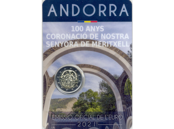 ANDORRE 2021 2 EURO 100 ANS DE NOSTRA SENYORA DE MERITXELL COINCARD BU