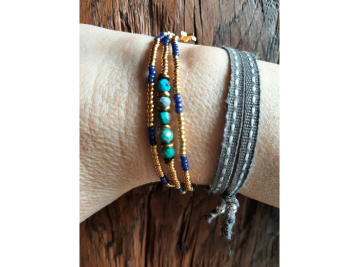 BRACELET MULTIRANGS AFRICAN BLUE