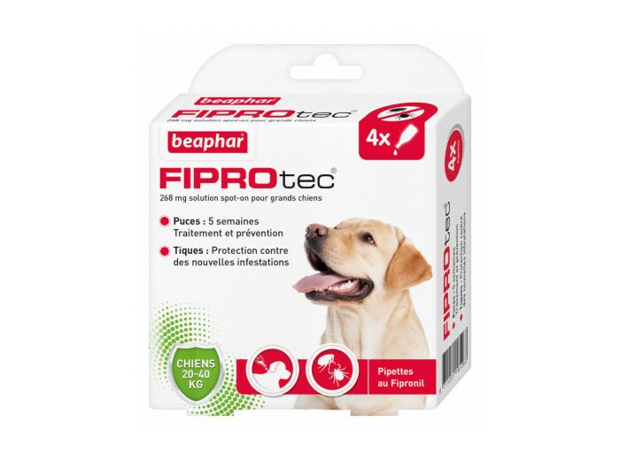 Pipettes antiparasitaires FIPROtec pour grand chien (20-40kg) - x4