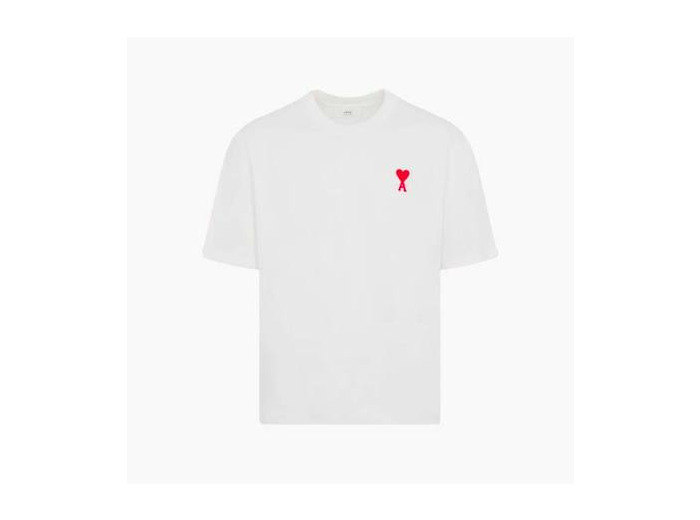 Ami Paris Tee Shirt Blanc Coeur Rouge