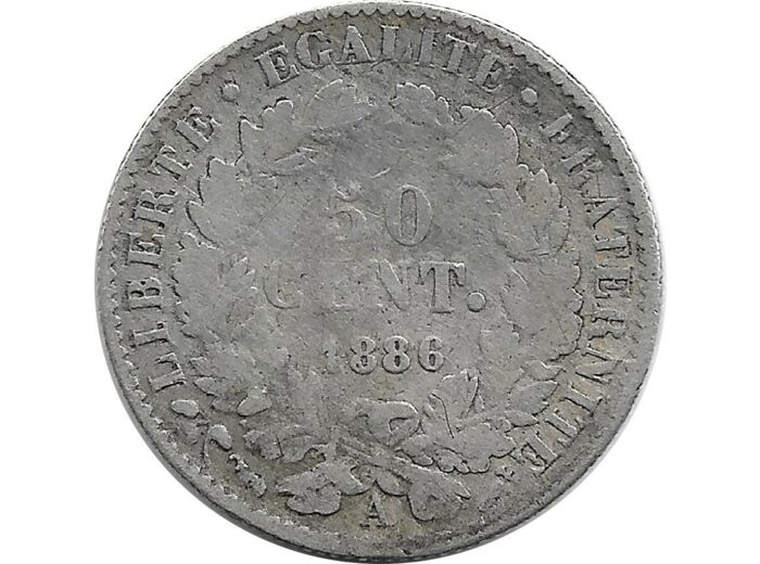 FRANCE 50 CENTIMES CERES 1886 A TB