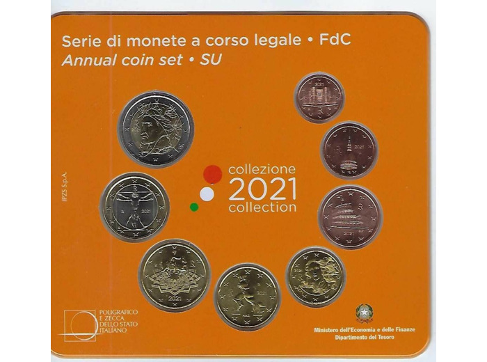 ITALIE 2021 SERIE 8 MONNAIES B.U