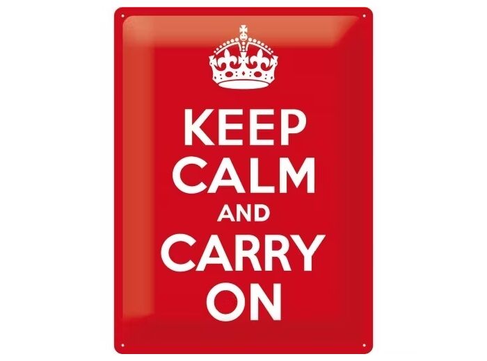 Plaque métal - Keep Calm and Carry On - 30 x 40 cm.