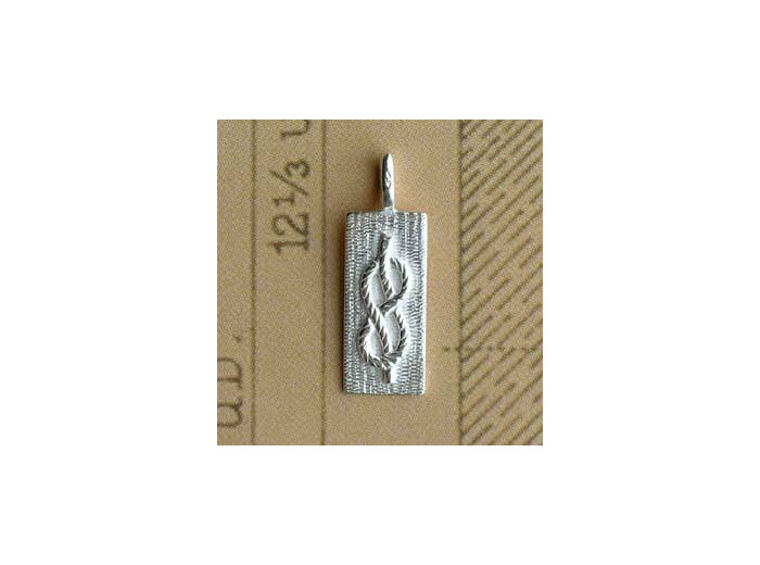 Pendentif plaque rectangulaire et Lac d'amour  grand modèle en argent