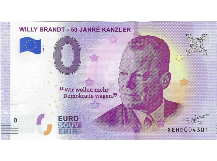 ALLEMAGNE 2019-1 WILLY BRANDT -50 JAHRE KANZLER BILLET SOUVENIR 0 EURO