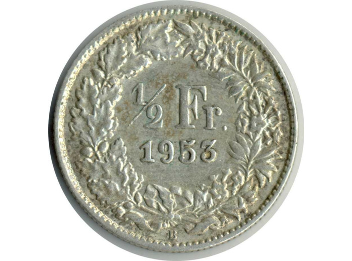 SUISSE 1/2 FRANC 1953 B TTB+