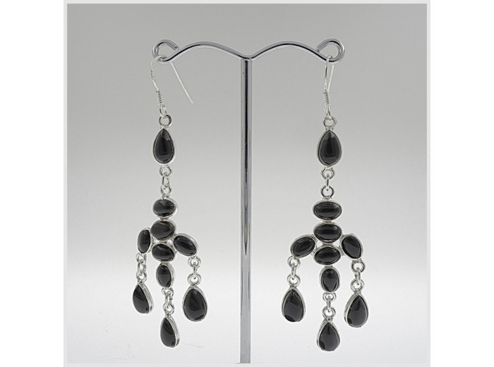 Boucles d'oreilles Onyx et Argent Massif