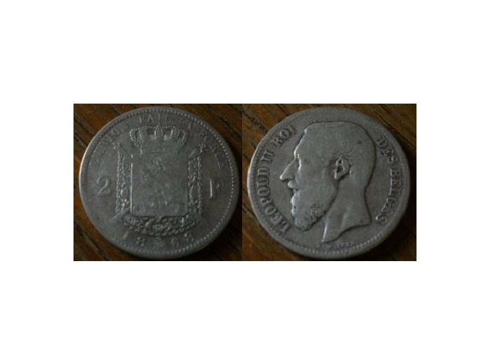 BELGIQUE 2 FRANCS 1868 FR TB