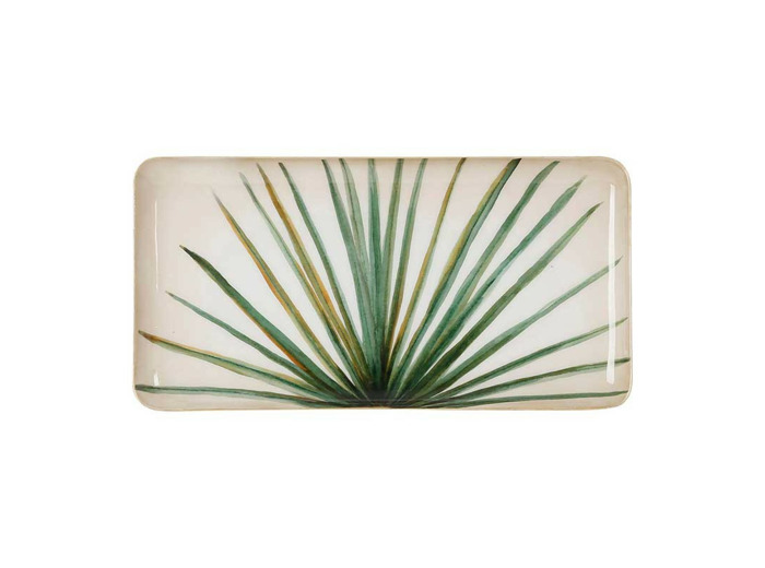 Plateau palmier vert et doré 31x16x31cm