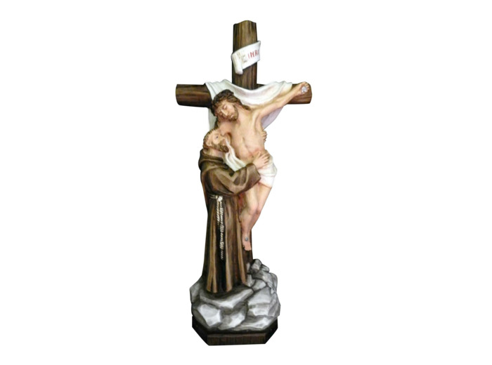 St François 60cm résine polychrome PEINTE MAIN