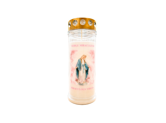 Bougie Funéraire 160 Heures Vierge Miraculeuse avec Prière